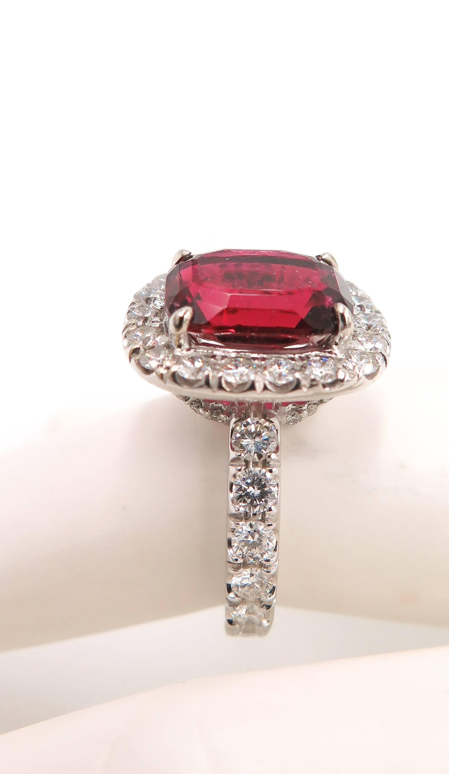 Platinum Rubellite Diamond Cocktail Ring 3