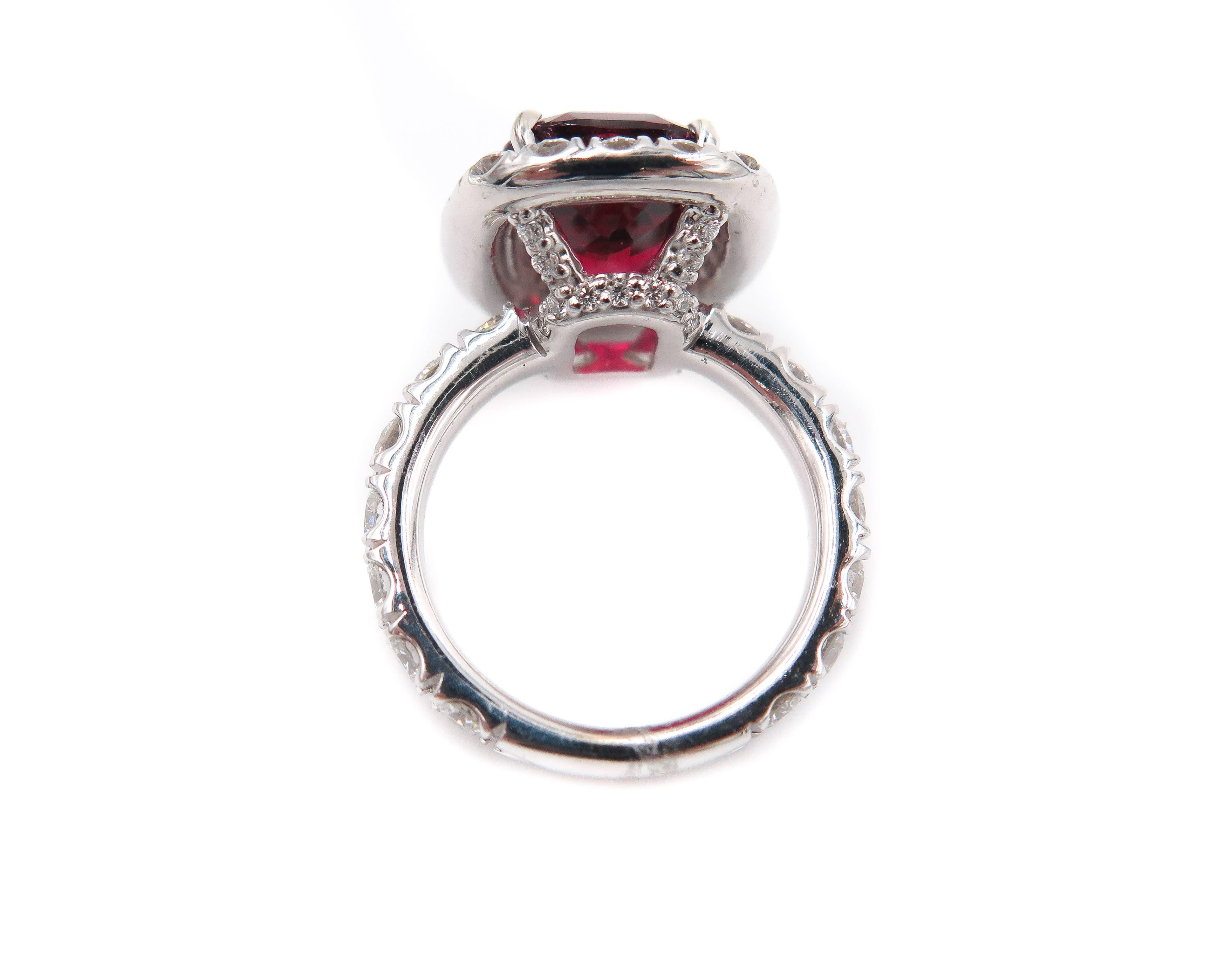 Women's Platinum Rubellite Diamond Cocktail Ring