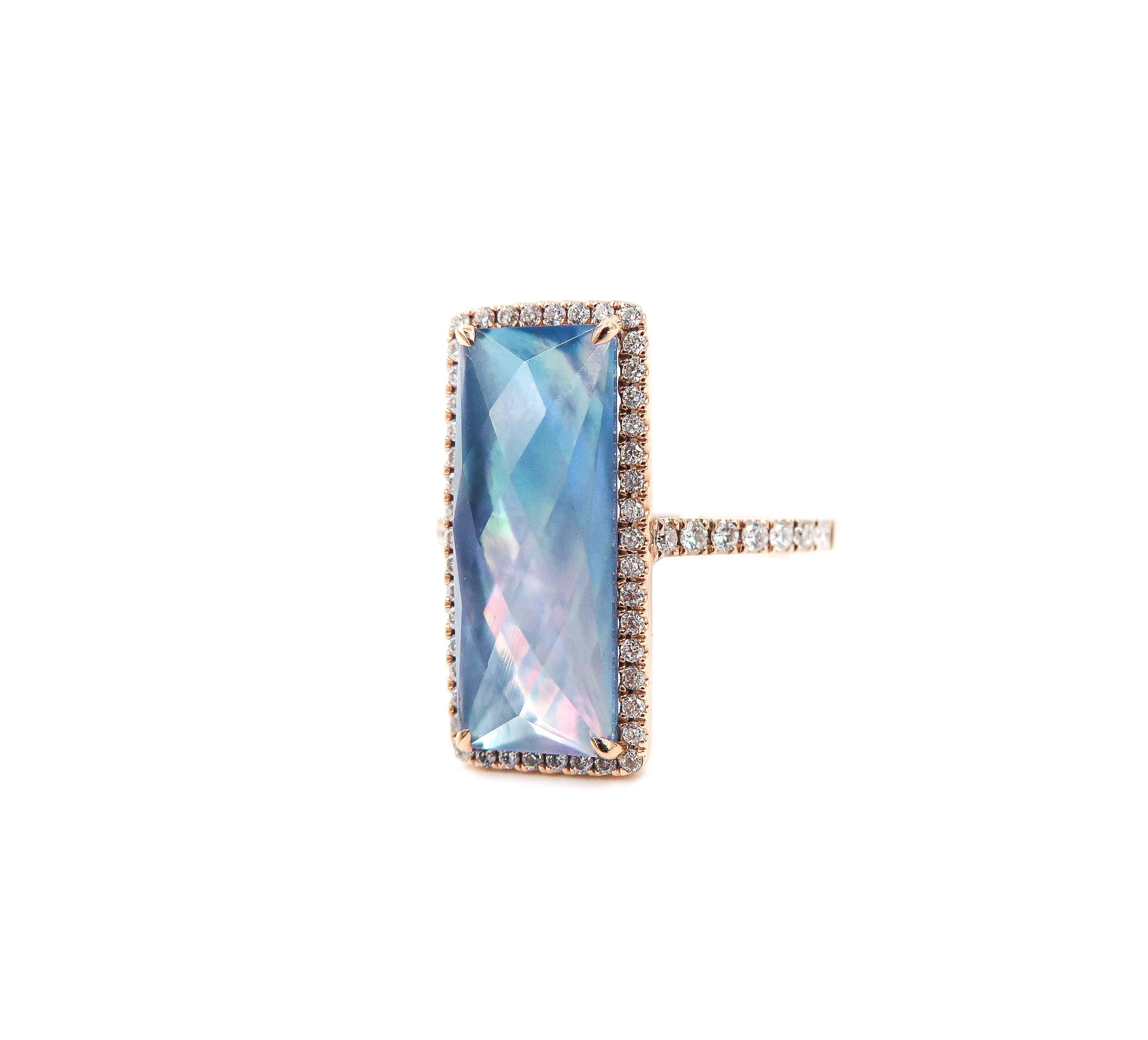 Rose Gold Lapis and Diamond Ring In New Condition In Greenwich, CT