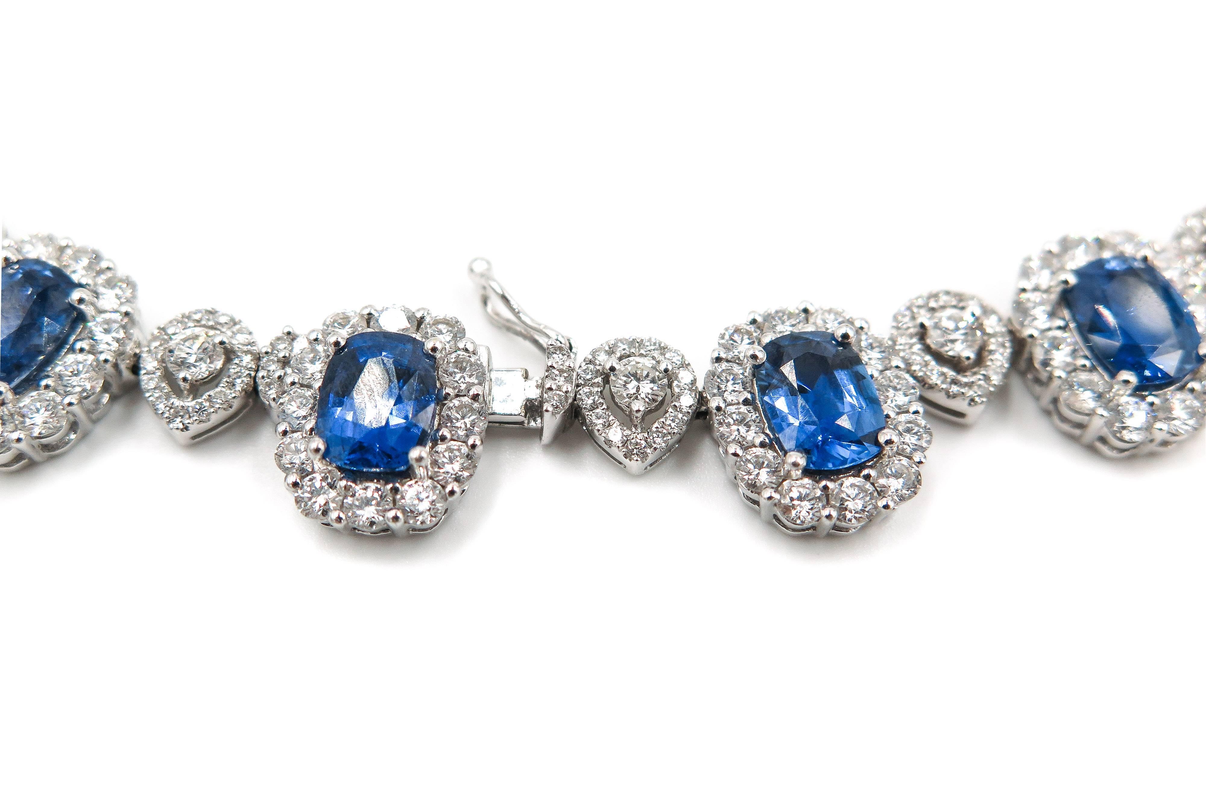 Artist Sapphire and Diamond white Gold Necklace