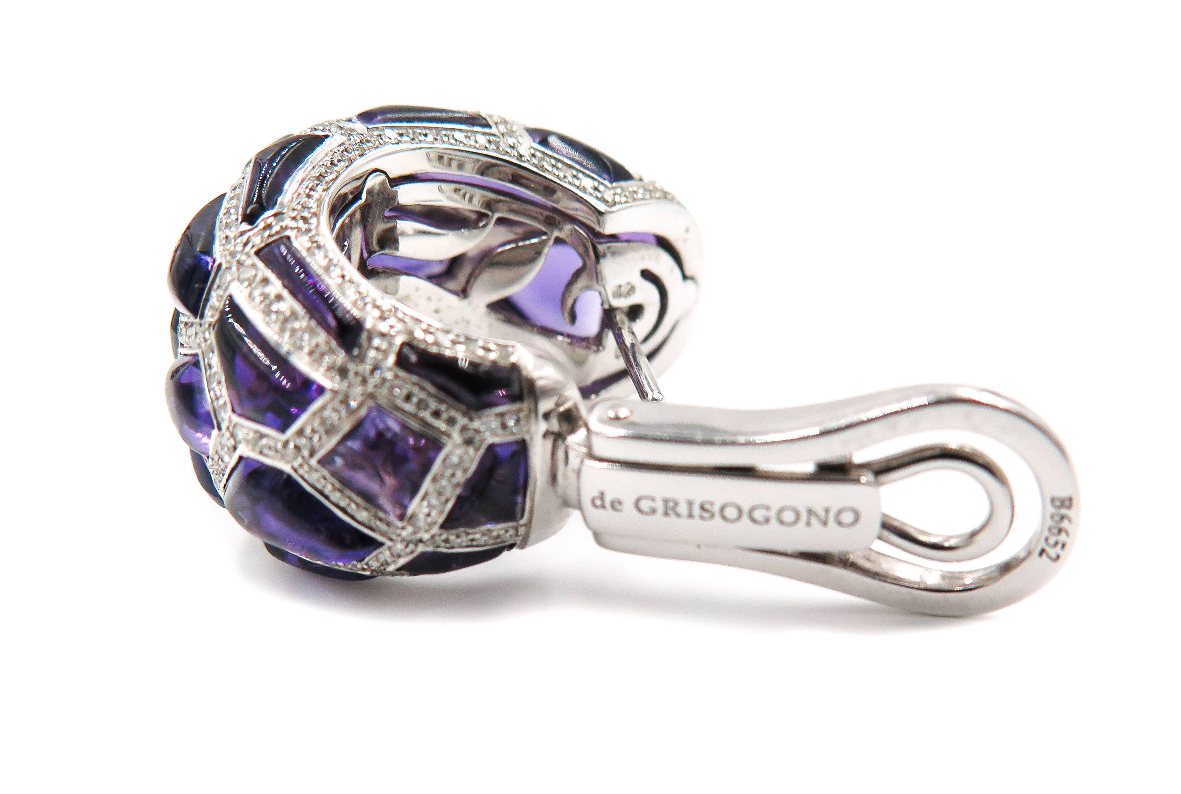 De Grisogono Amethyst Diamond Earrings In Excellent Condition In Greenwich, CT