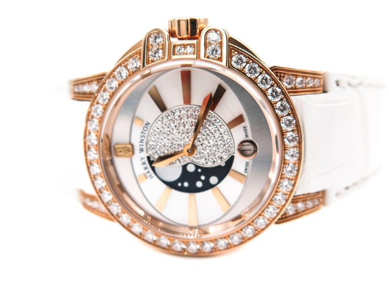 Harry Winston Ladies Rose Gold Ocean Quartz Wristwatch For Sale at 1stDibs