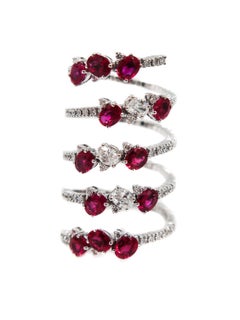 Ruby and Diamond Spiral White Gold Ring