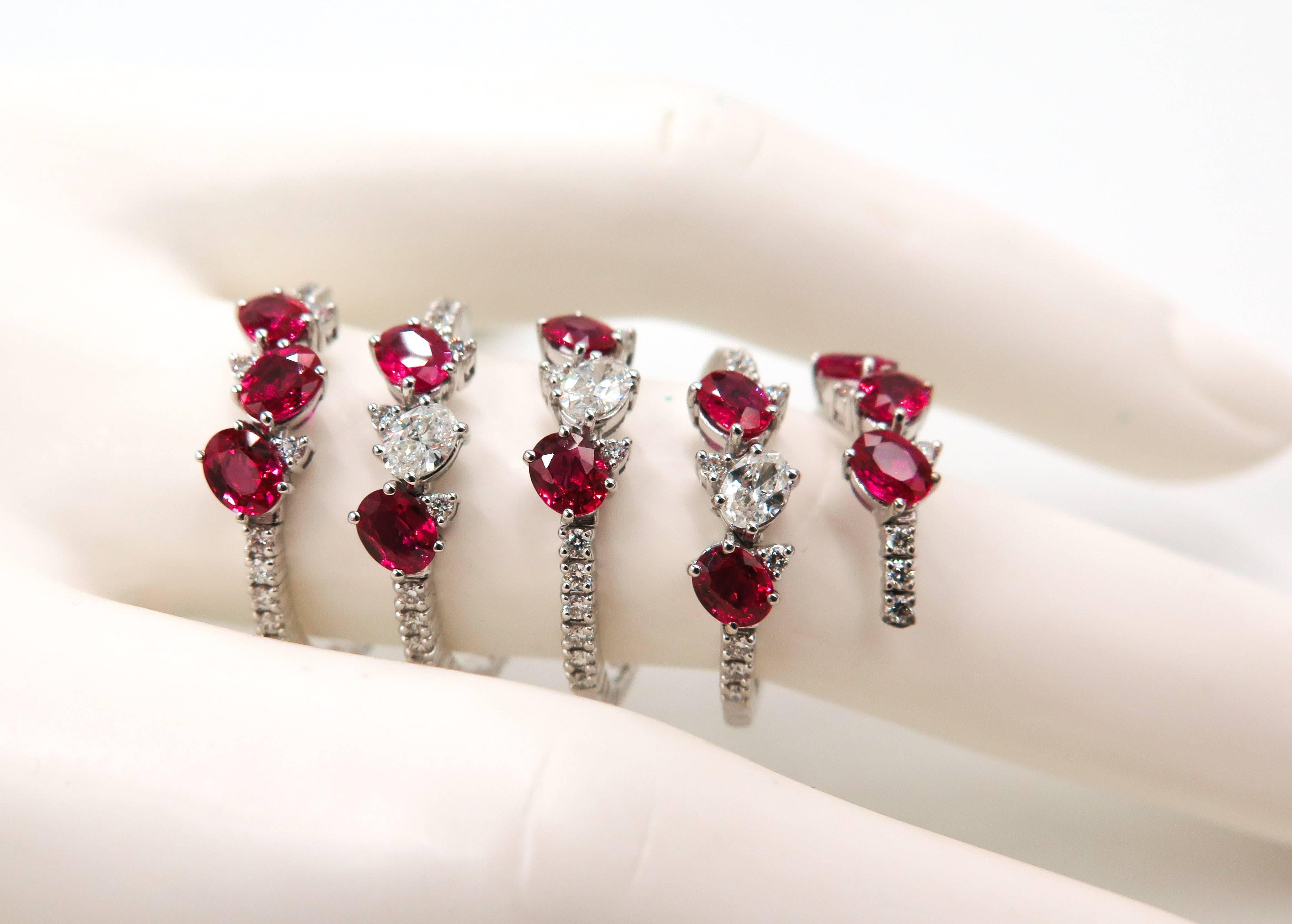 Ruby and Diamond Spiral White Gold Ring 2