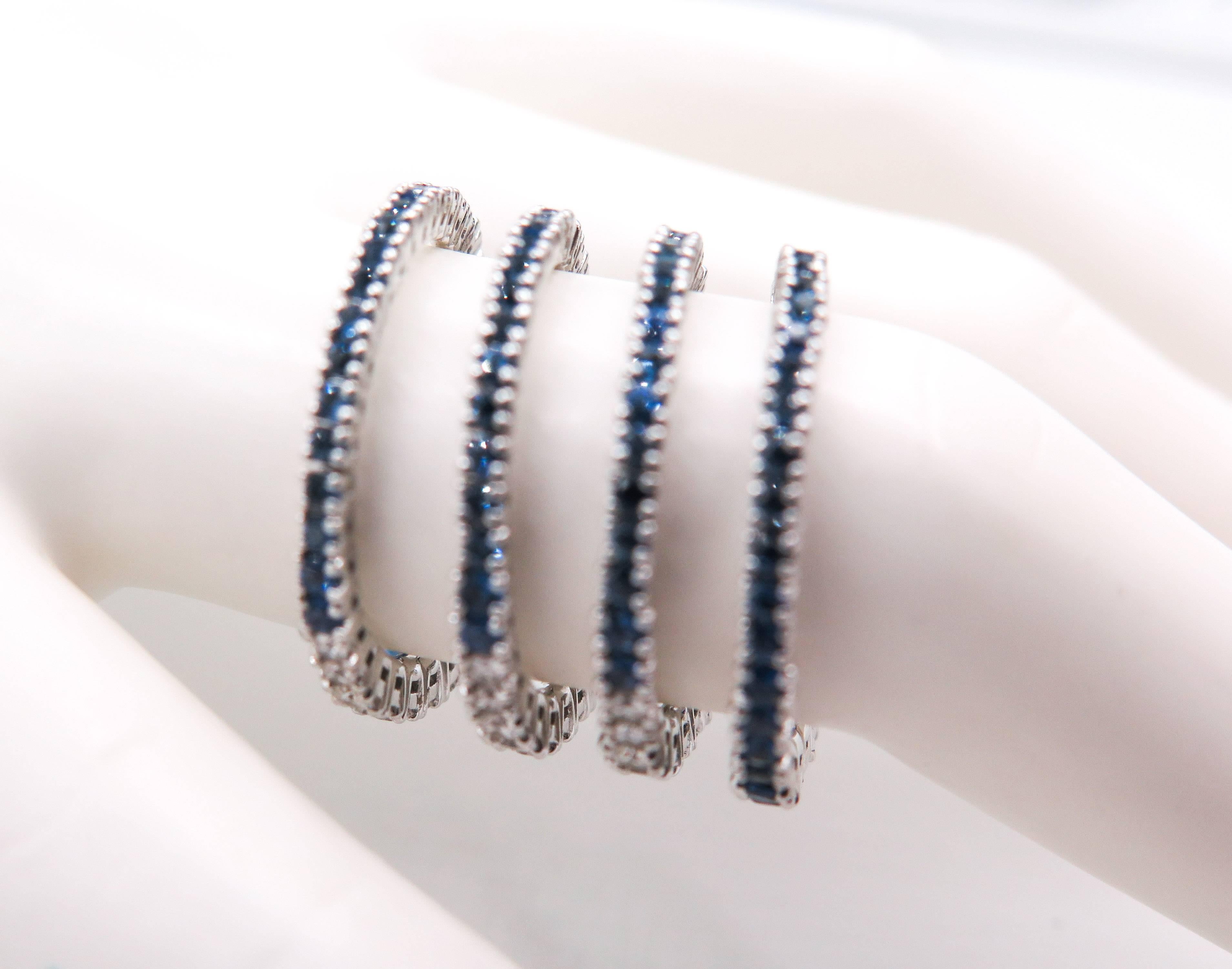 Sapphire and Diamond Spiral White Gold Ring 3