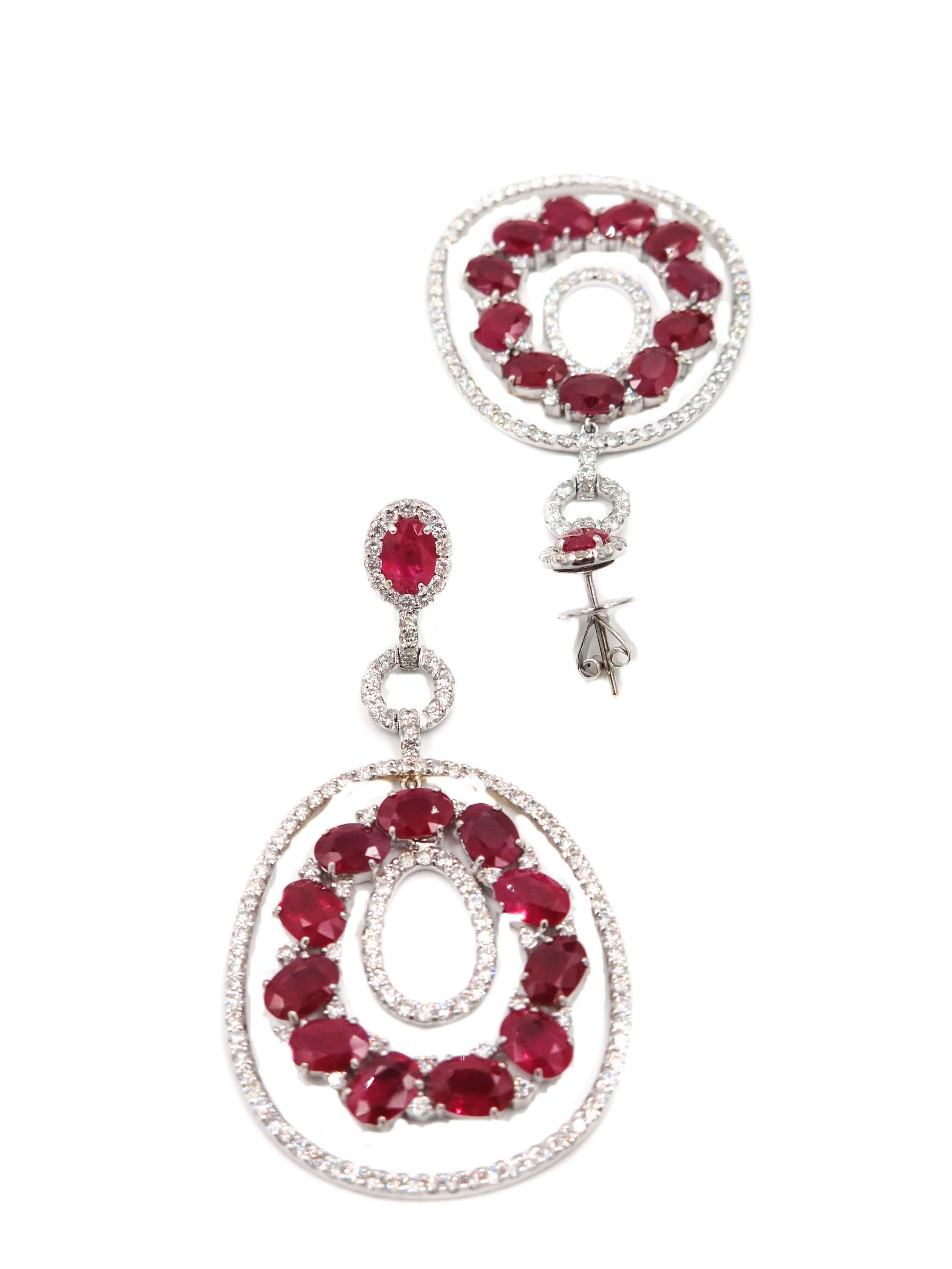 Women's Ruby and Diamond Chandelier Earrings