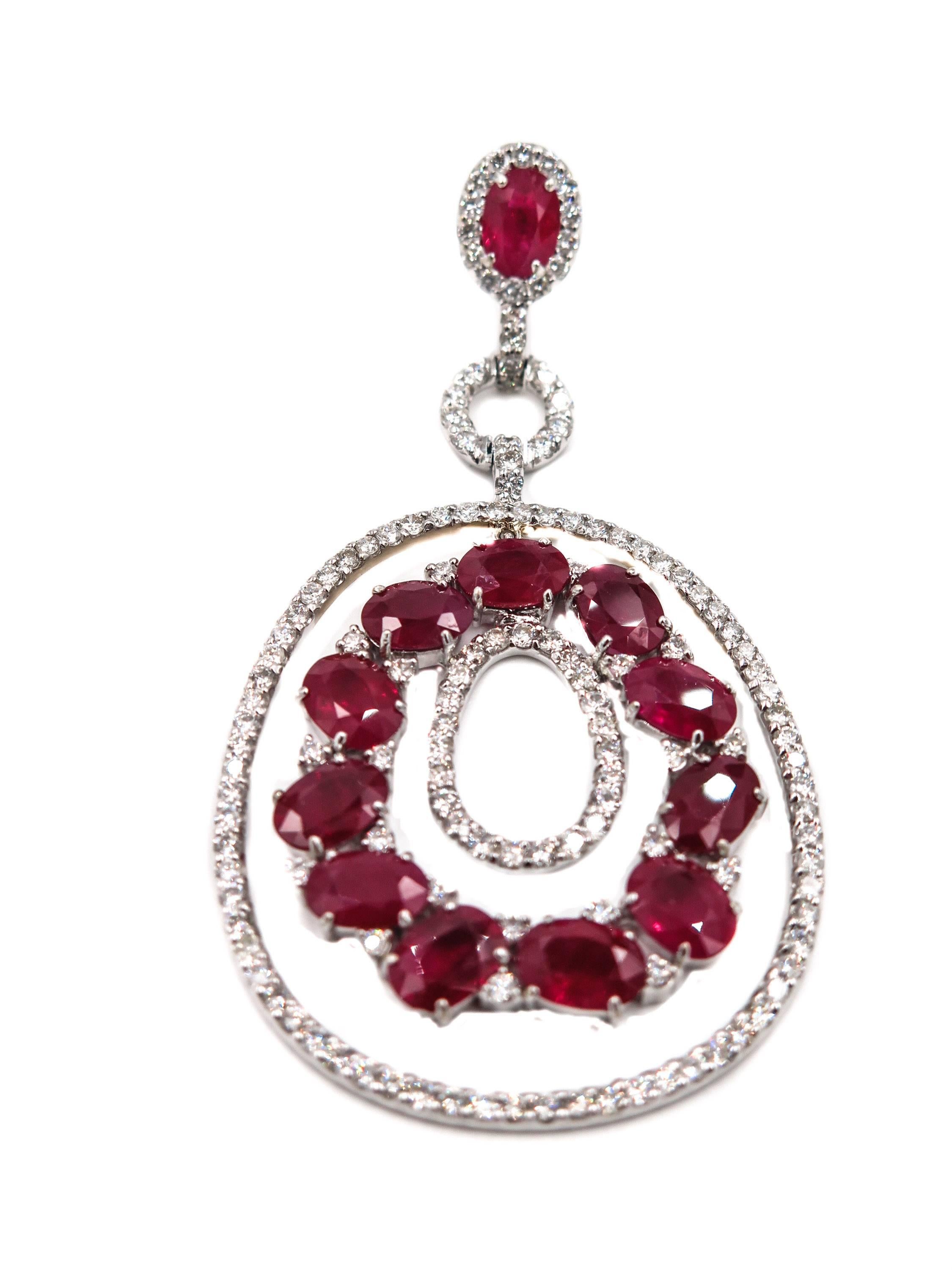 Ruby and Diamond Chandelier Earrings In New Condition In Greenwich, CT