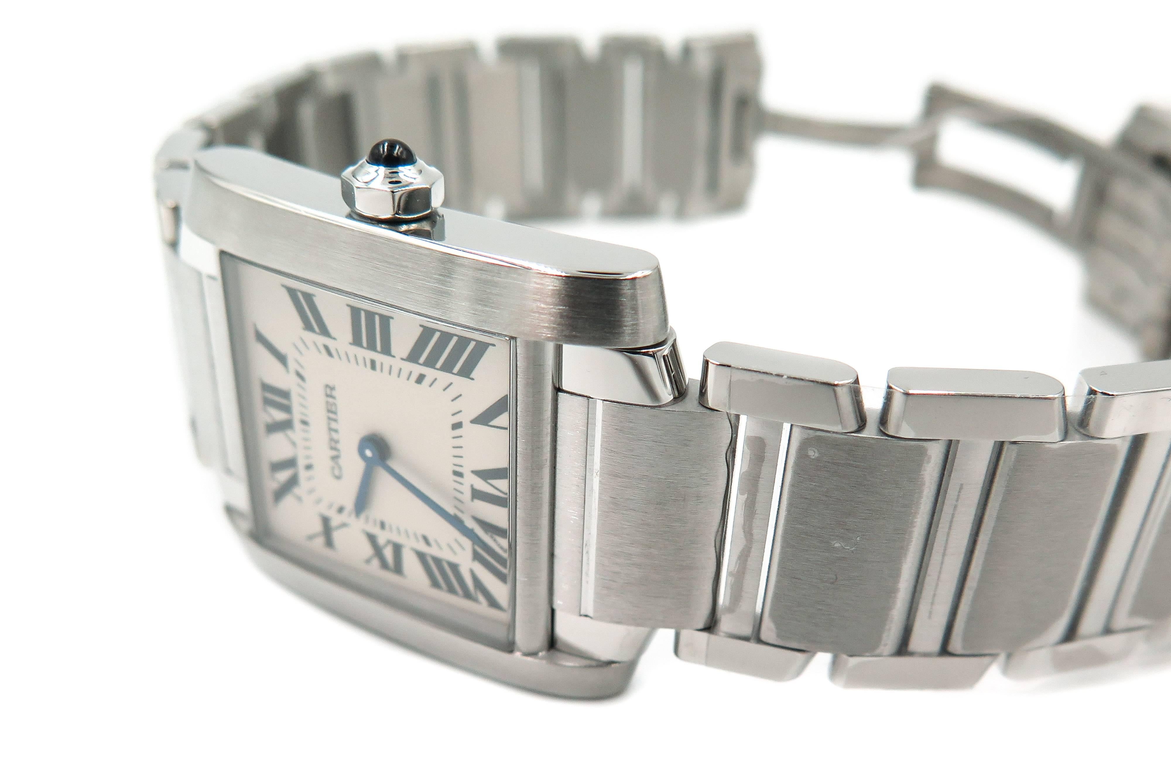 Modern Cartier Ladies Stainless Steel Tank Francaise quartz Wristwatch