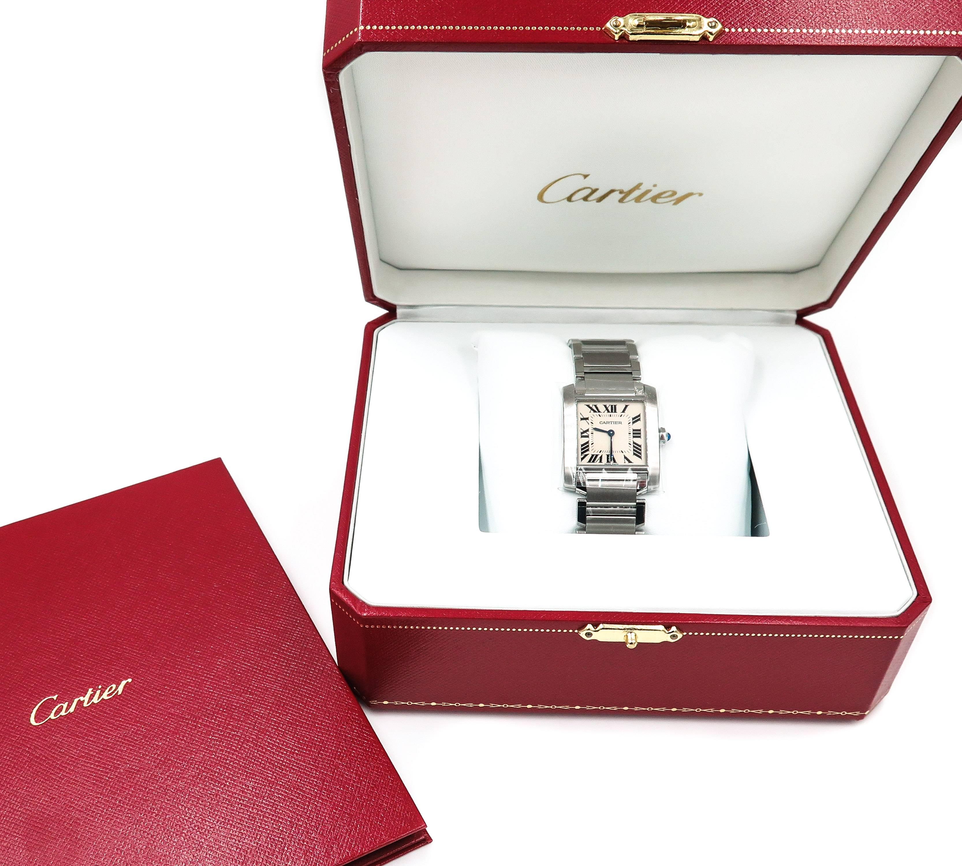 Cartier Ladies Stainless Steel Tank Francaise quartz Wristwatch 4