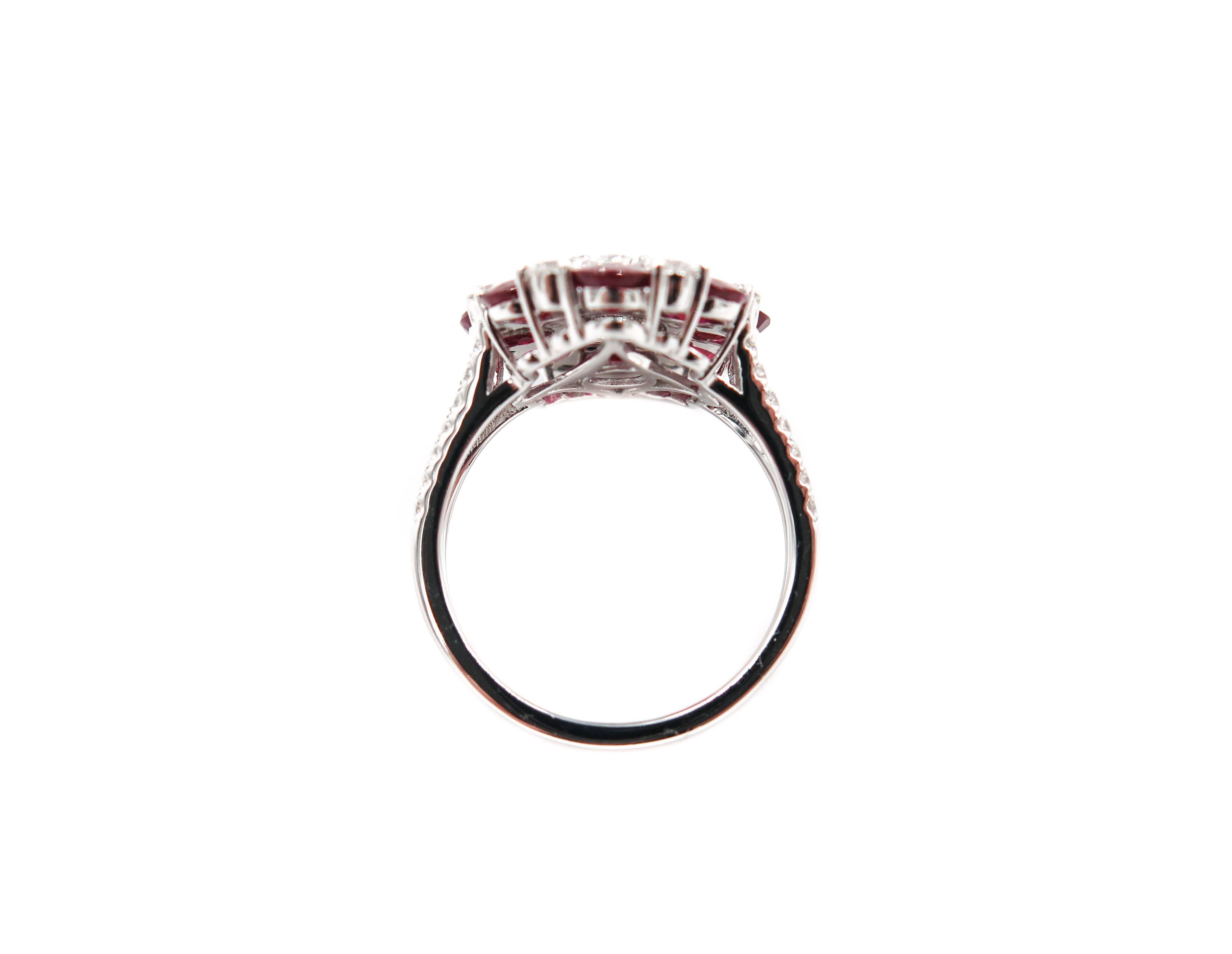 Ruby and Diamond White Gold Ring In New Condition In Greenwich, CT