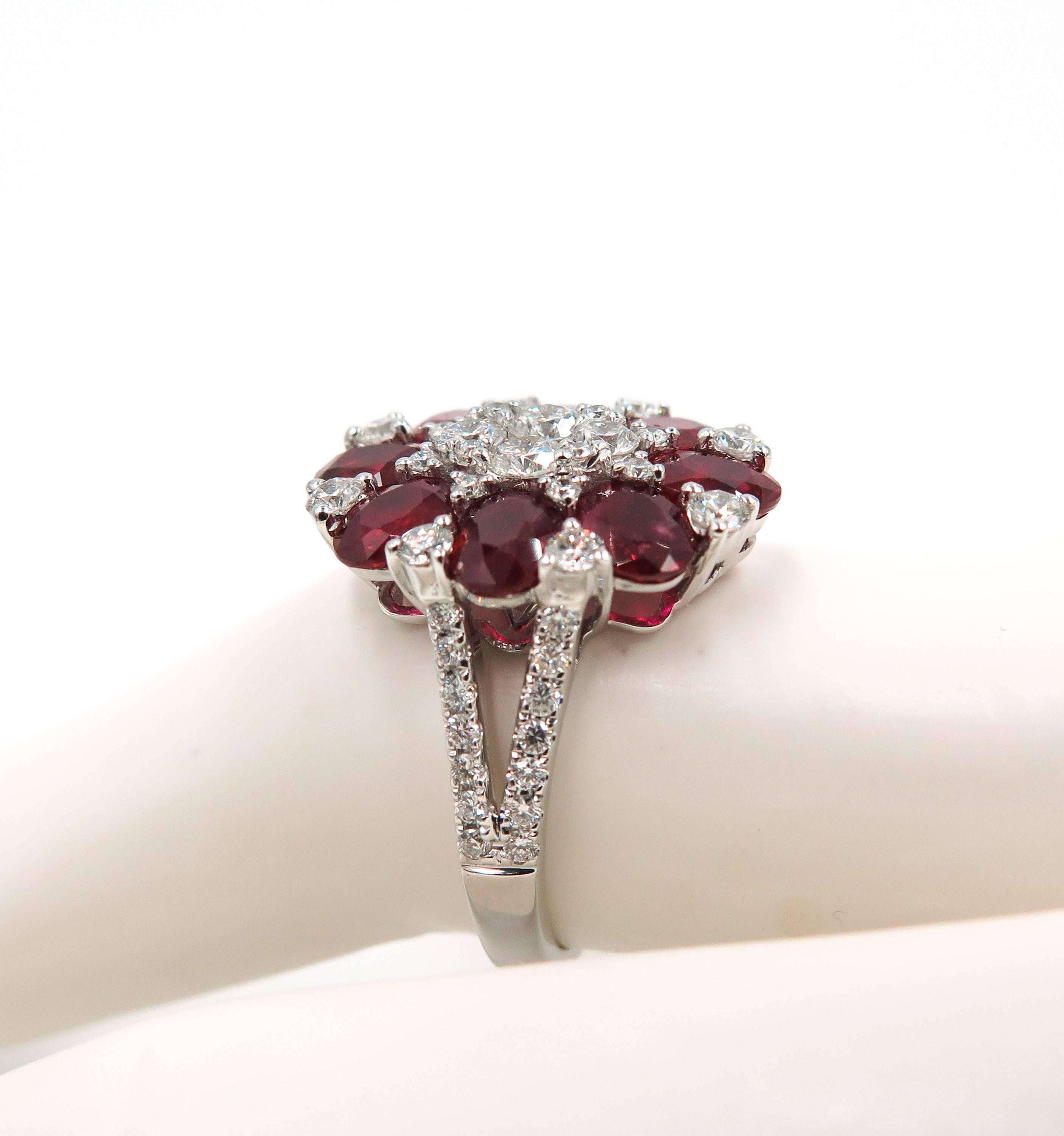 Ruby and Diamond White Gold Ring 5
