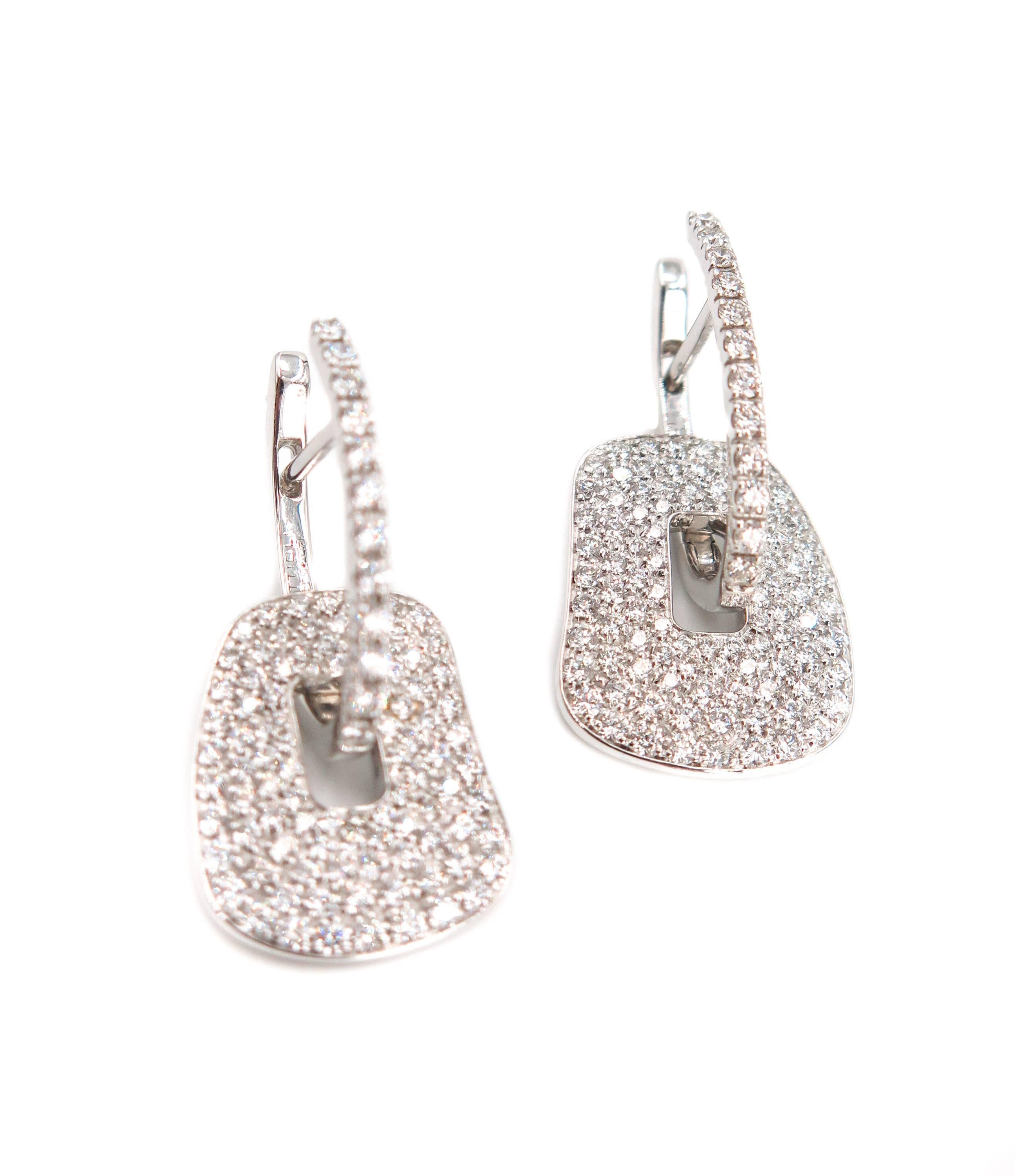 Diamond Pave Puzzle Earrings In New Condition In Greenwich, CT