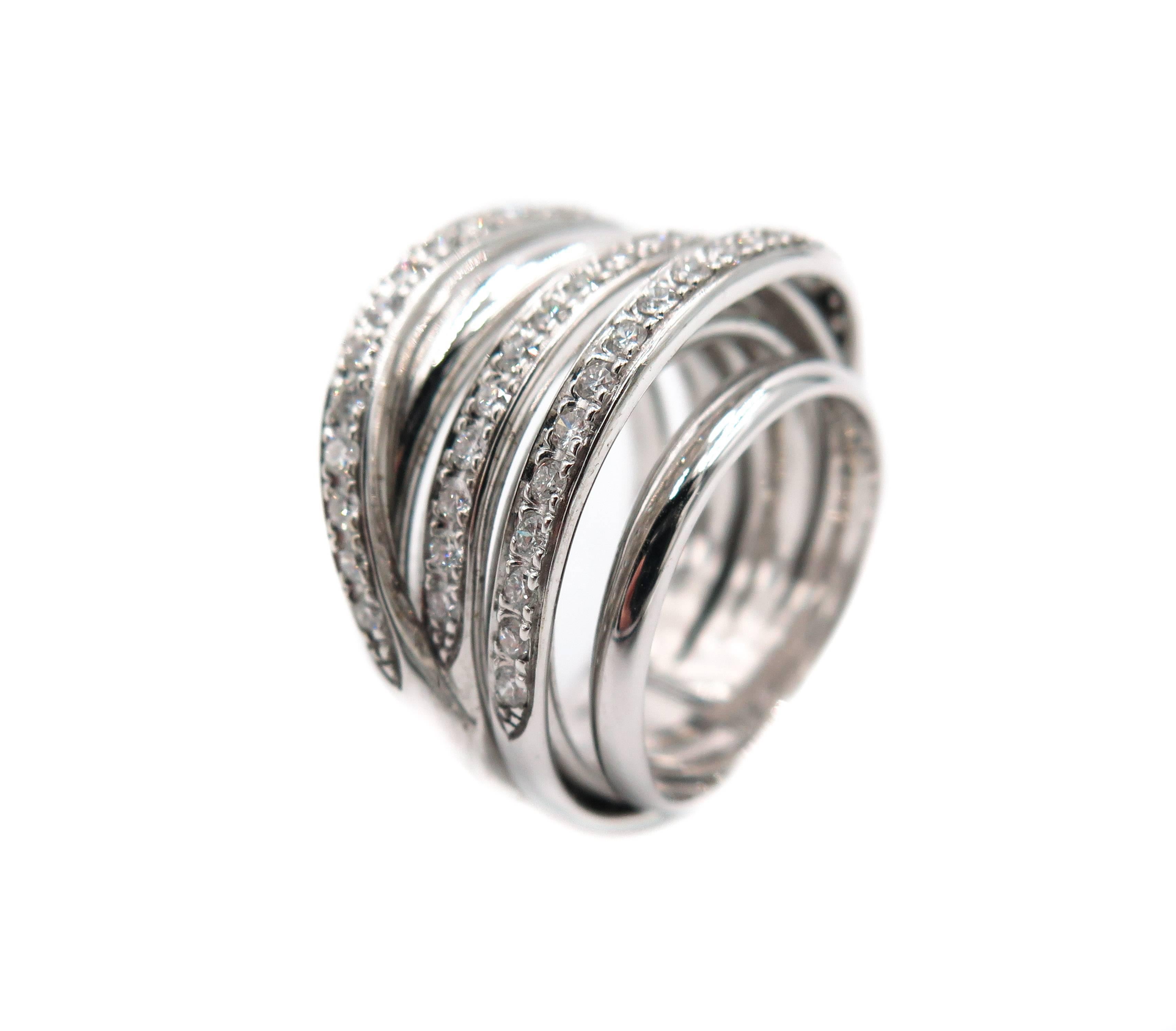 Tibet Multi-Row White Gold Diamond Band In New Condition In Greenwich, CT