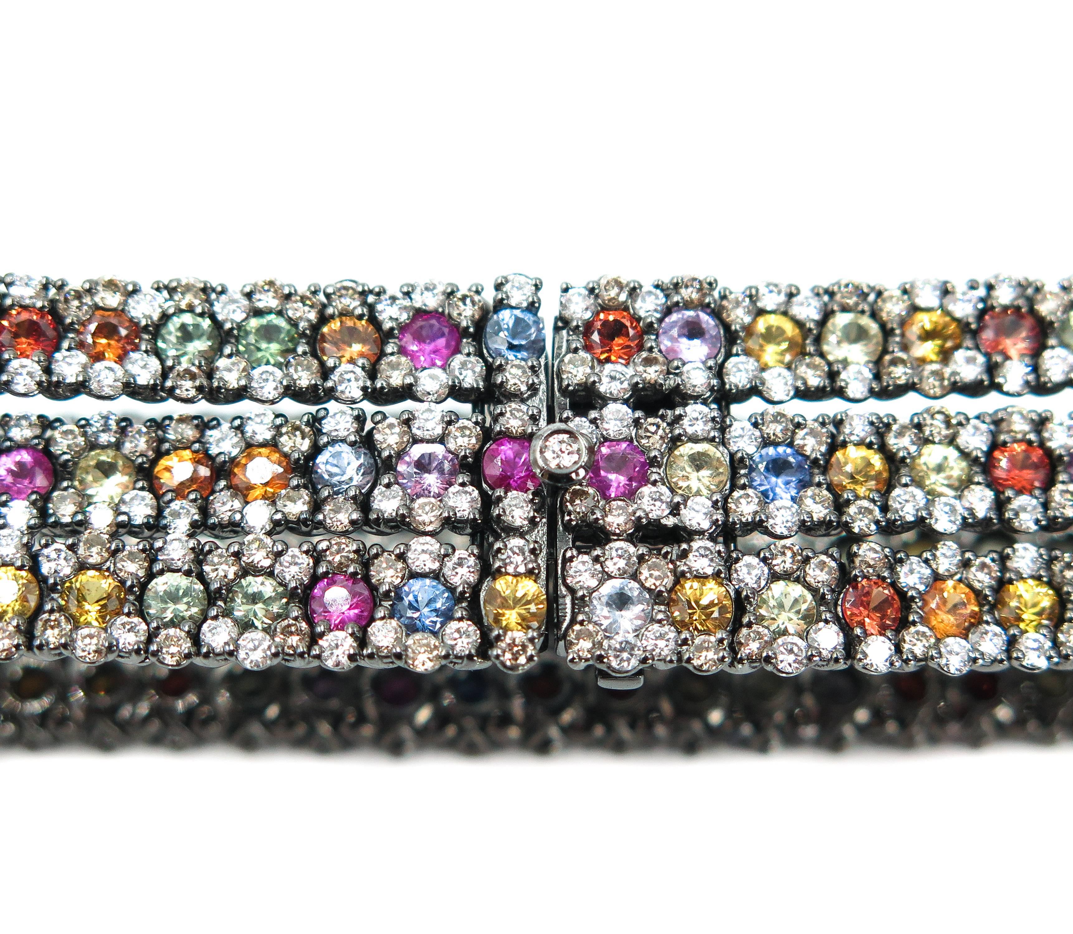 Multi-Color Sapphire and Diamond Bracelet Black Rohdium 2