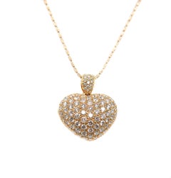 18 Karat Rose Gold Diamond Pave Heart Locket Pendant