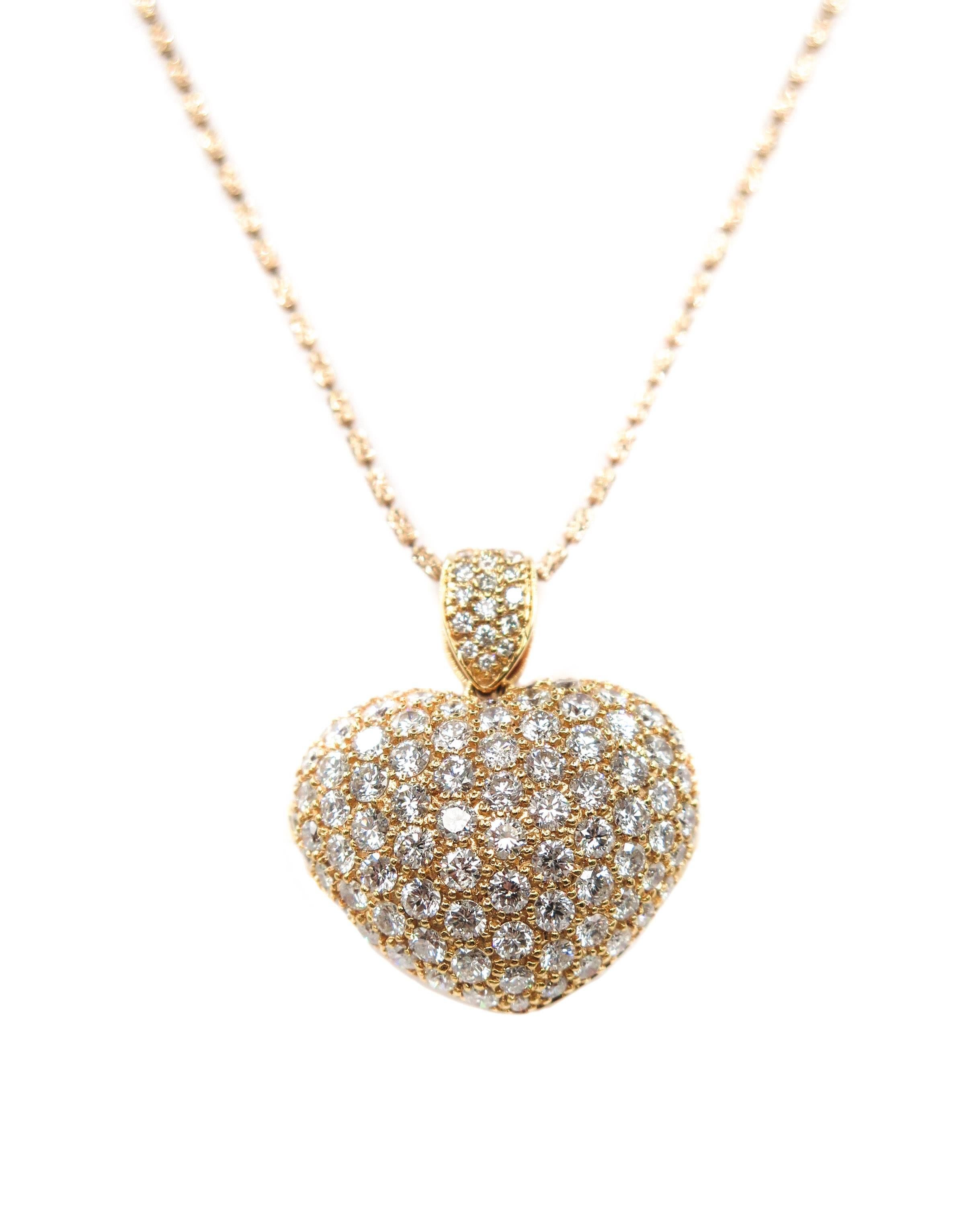Women's 18 Karat Rose Gold Diamond Pave Heart Locket Pendant