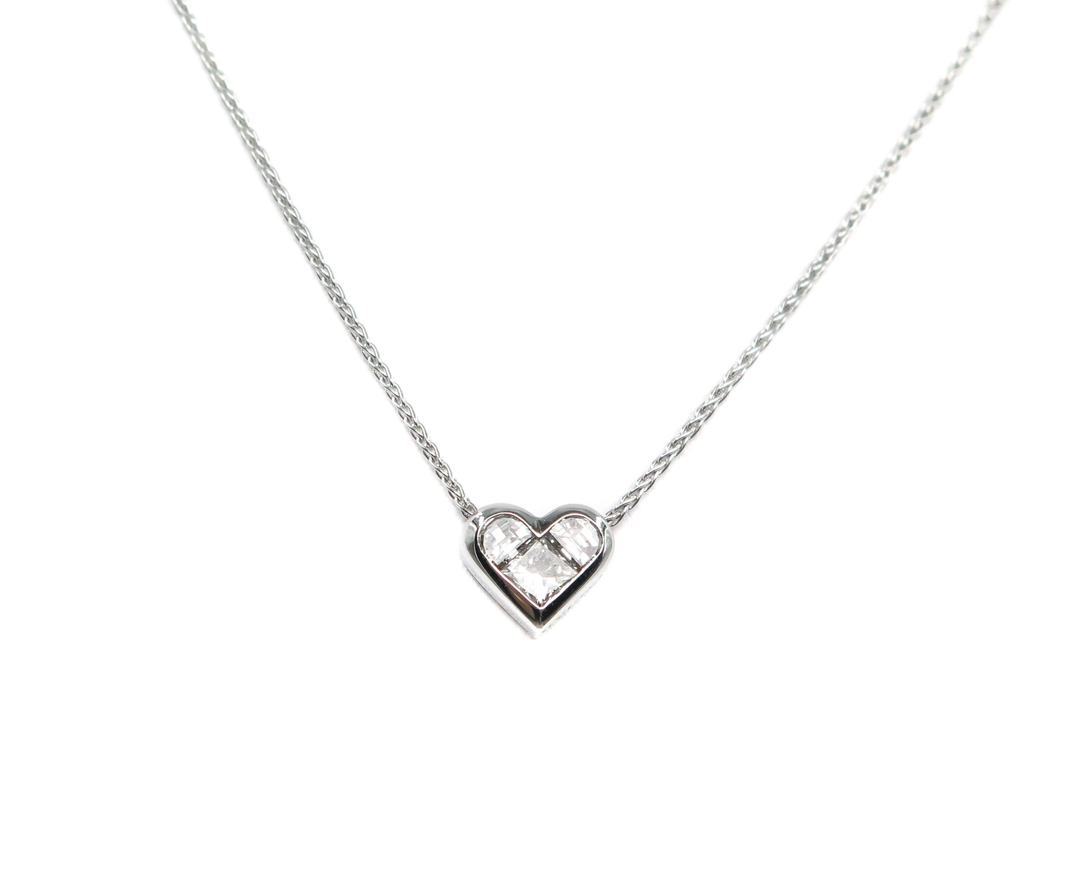 Inspired by shapes... blending diamonds... this Bvlgari pendant makes a statement with an easy to wear for every occasion from the most informal to the most special.
Handcrafted in Italy in 18k white gold and suspended by a 16 inch wheat chain, this
