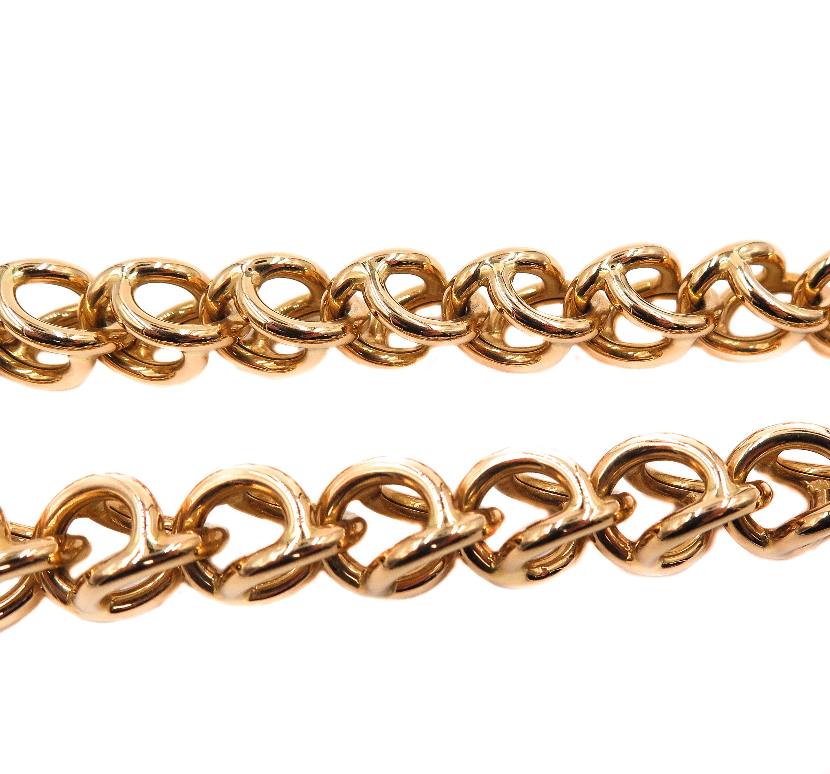 Modern 18 Karat Yellow Gold Open Link Necklace
