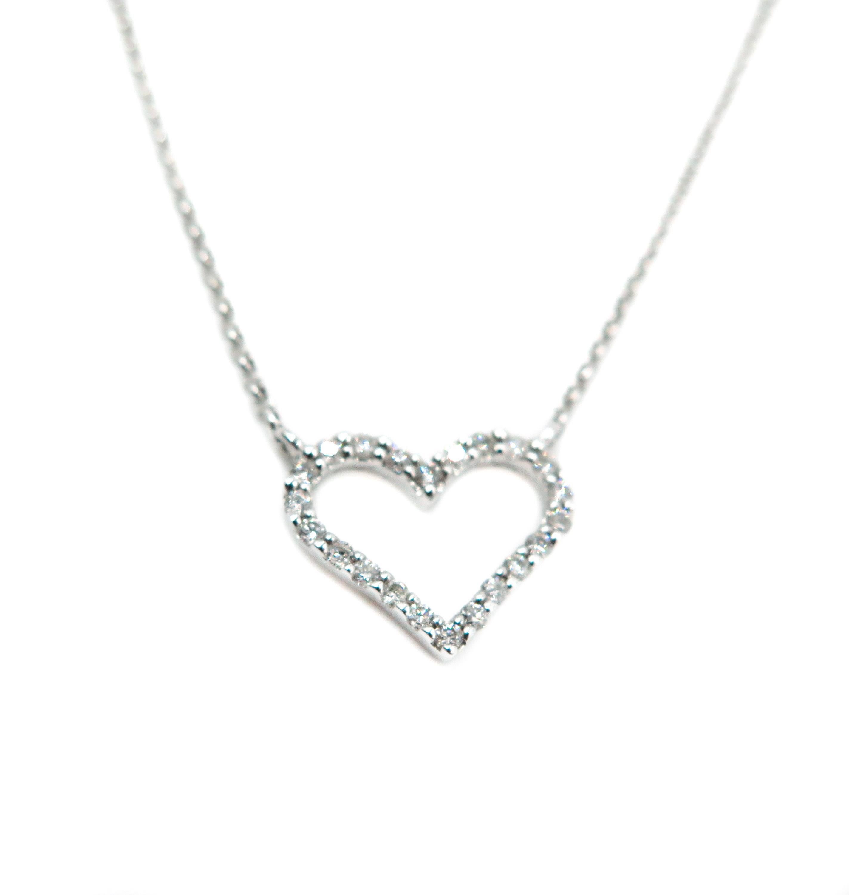 Modern Open Diamond Heart White Gold Pendant