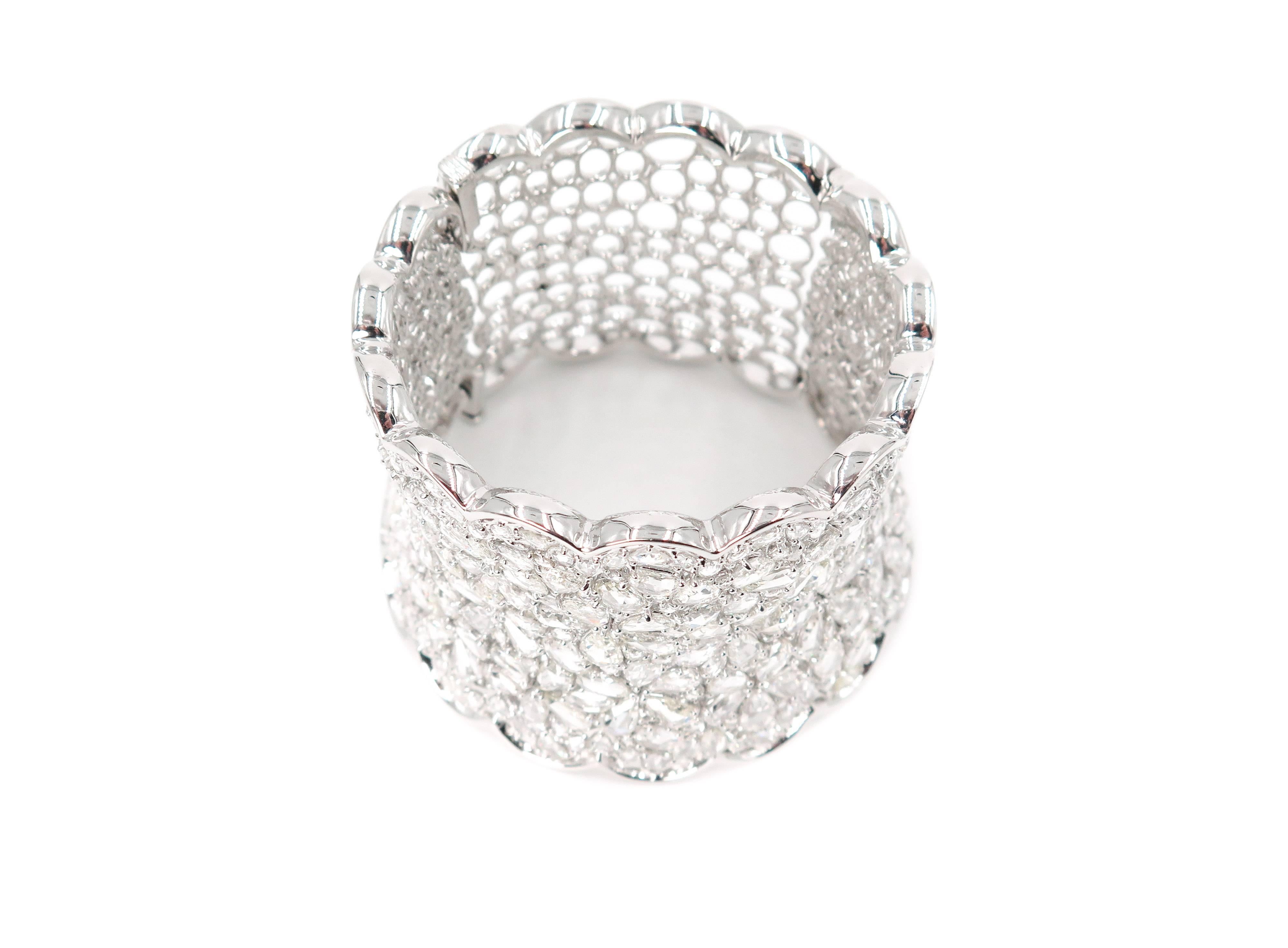 Diamond Wide Cuff Bracelet In New Condition In Greenwich, CT