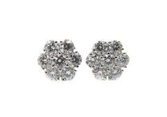 Diamond Cluster White Gold Stud Earrings