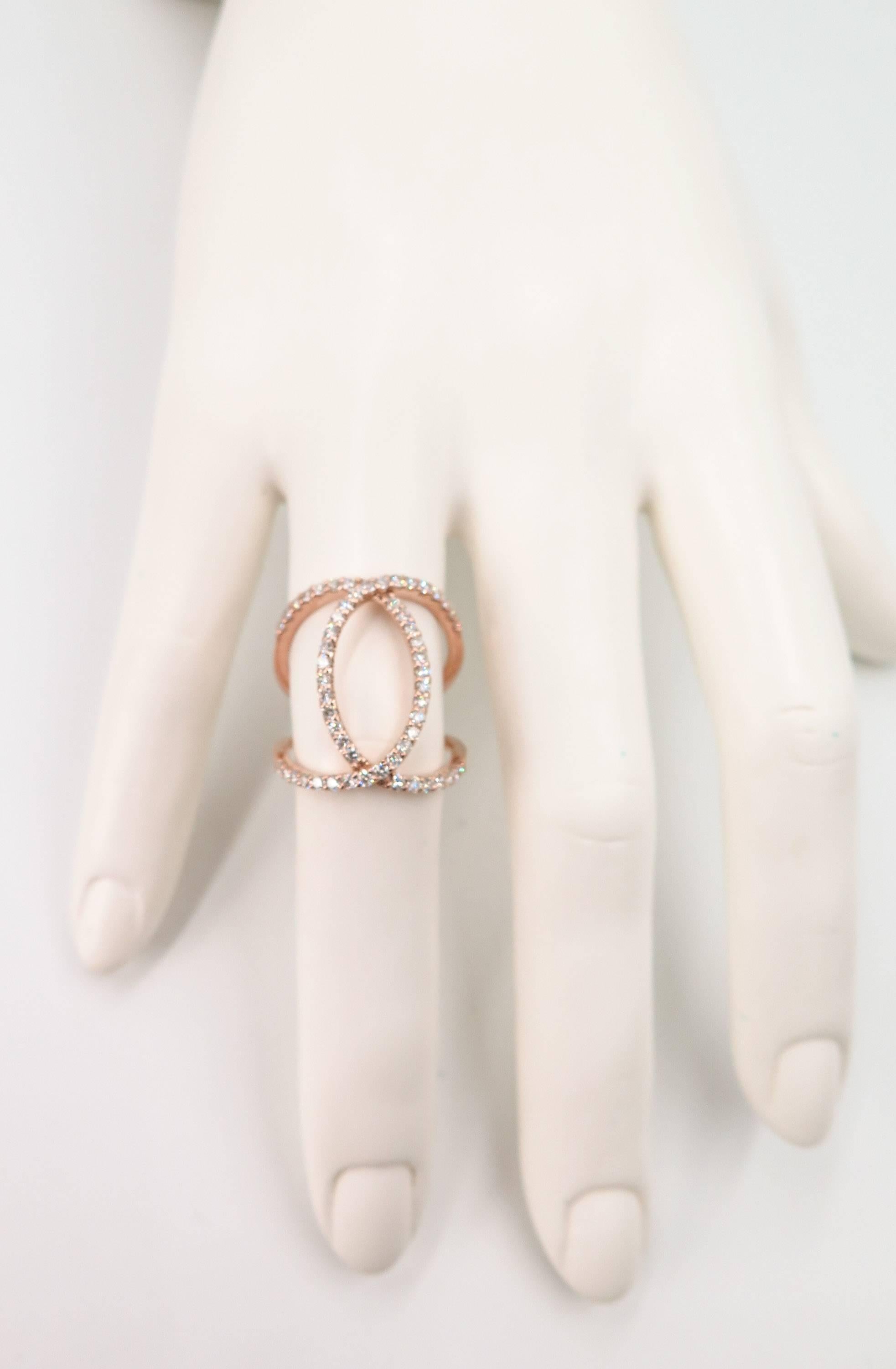 Diamond Interlocking Circles Rose Gold Ring 1
