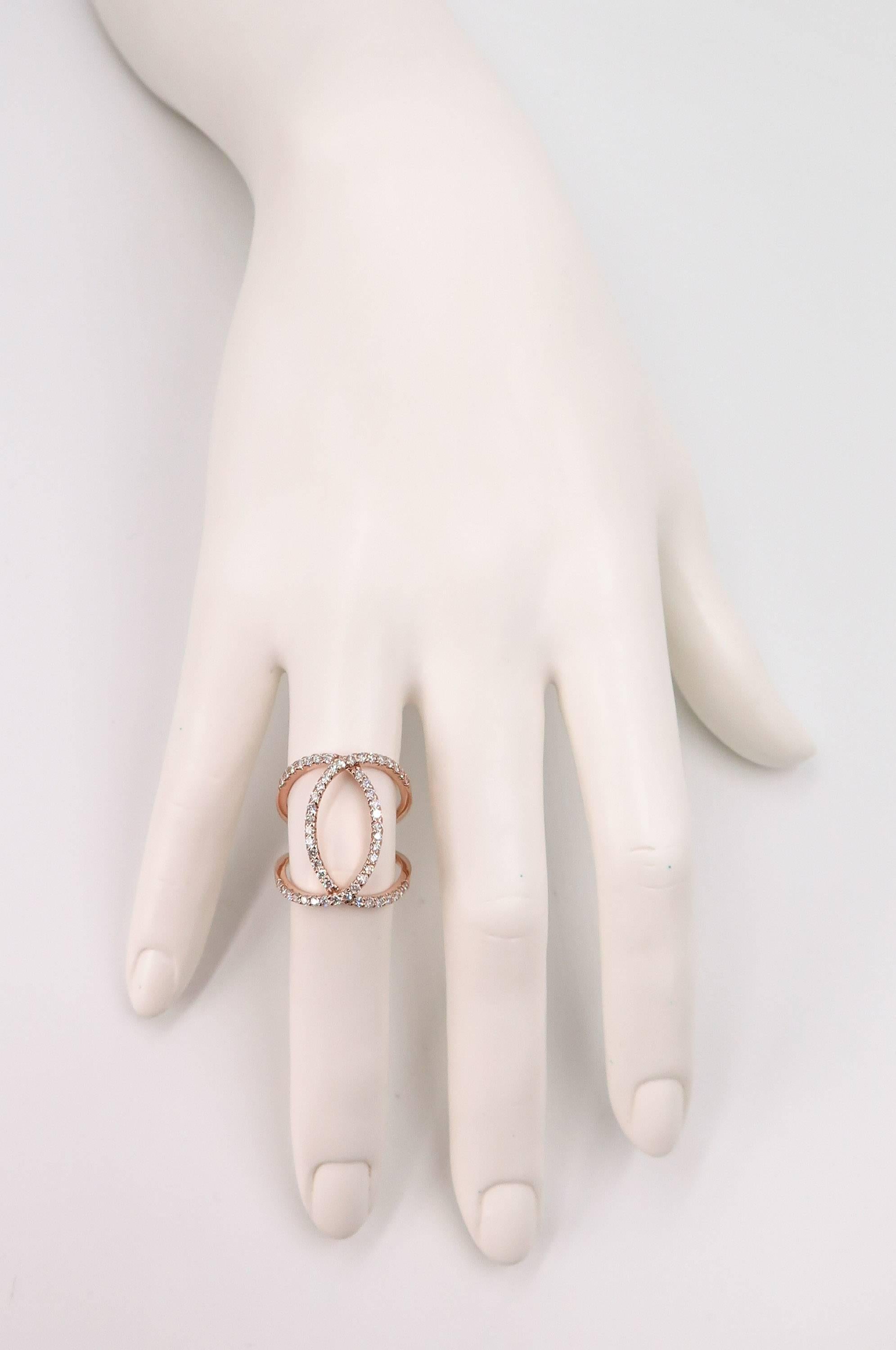Women's Diamond Interlocking Circles Rose Gold Ring