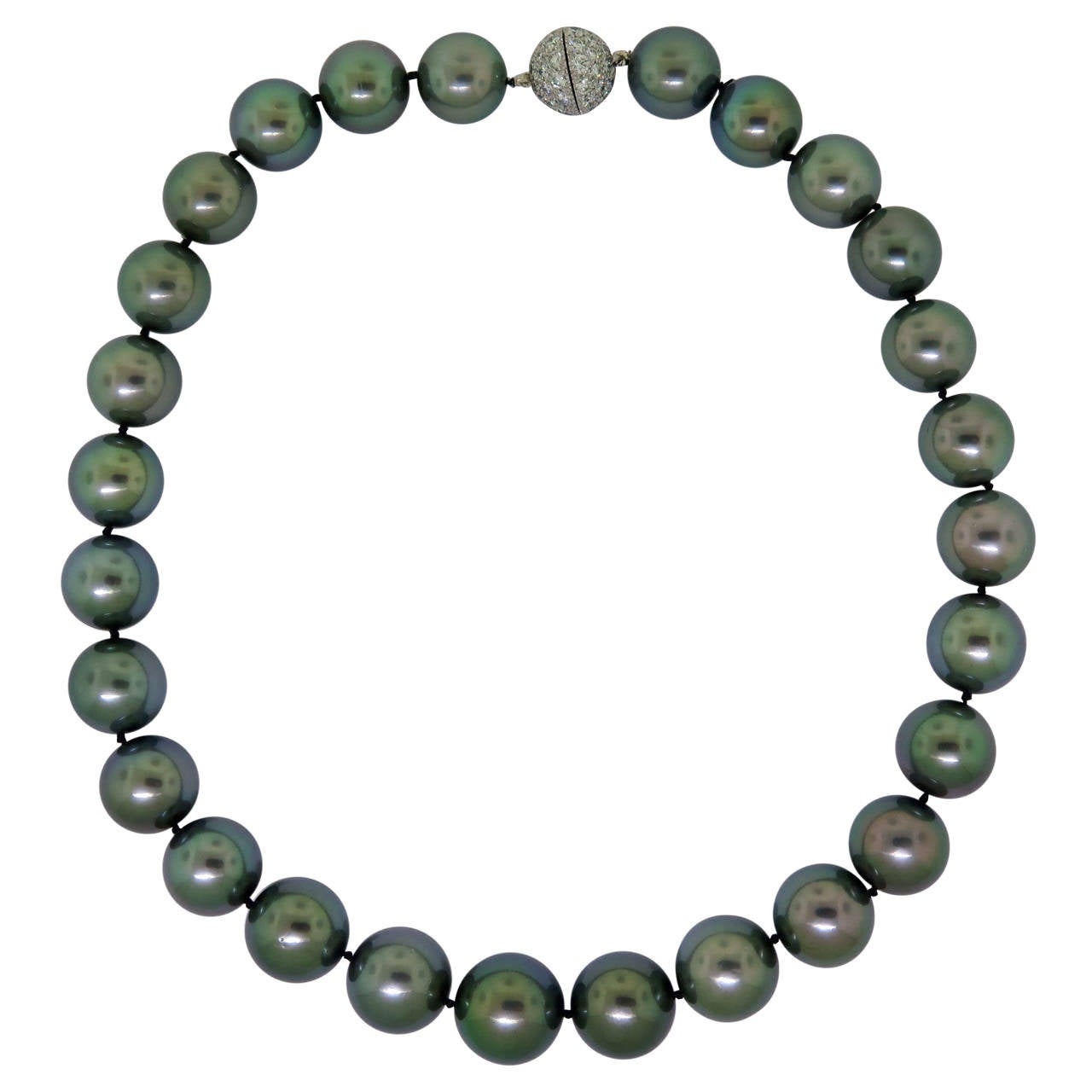 Tahitian Black South Sea Pearl Necklace with Diamond Clasp