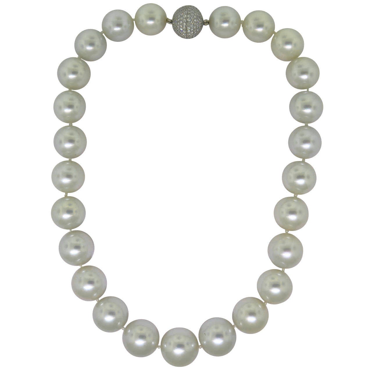 White Australian South Sea Pearls with a Diamond Gold Clasp