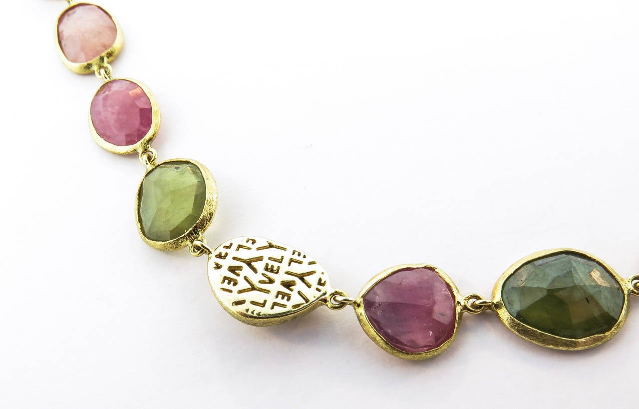Women's 76 Carat Sapphire Slice Gold Link Necklace