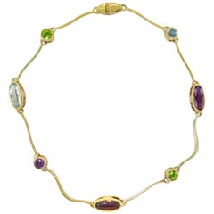 Multi Gemstones Arabesco Yellow Gold Necklace by Manfredi