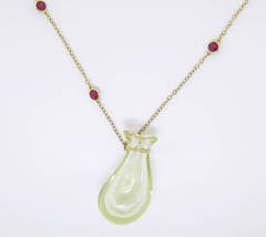 Tiffany & Co. Elsa Peretti Citrine Ruby Gold Jug Pendant Necklace