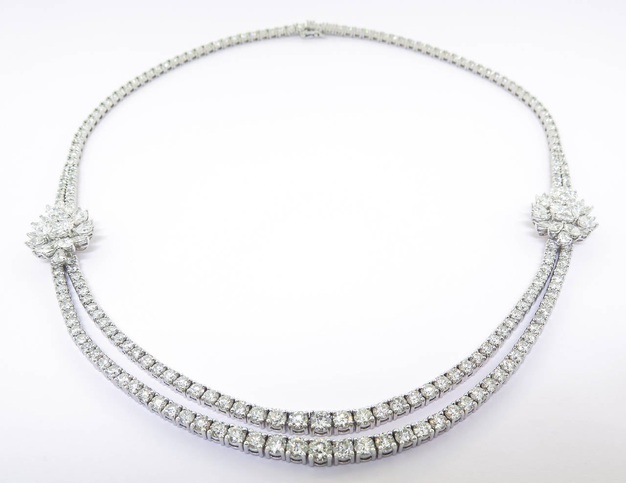 Double Row Diamond Gold Necklace at 1stDibs