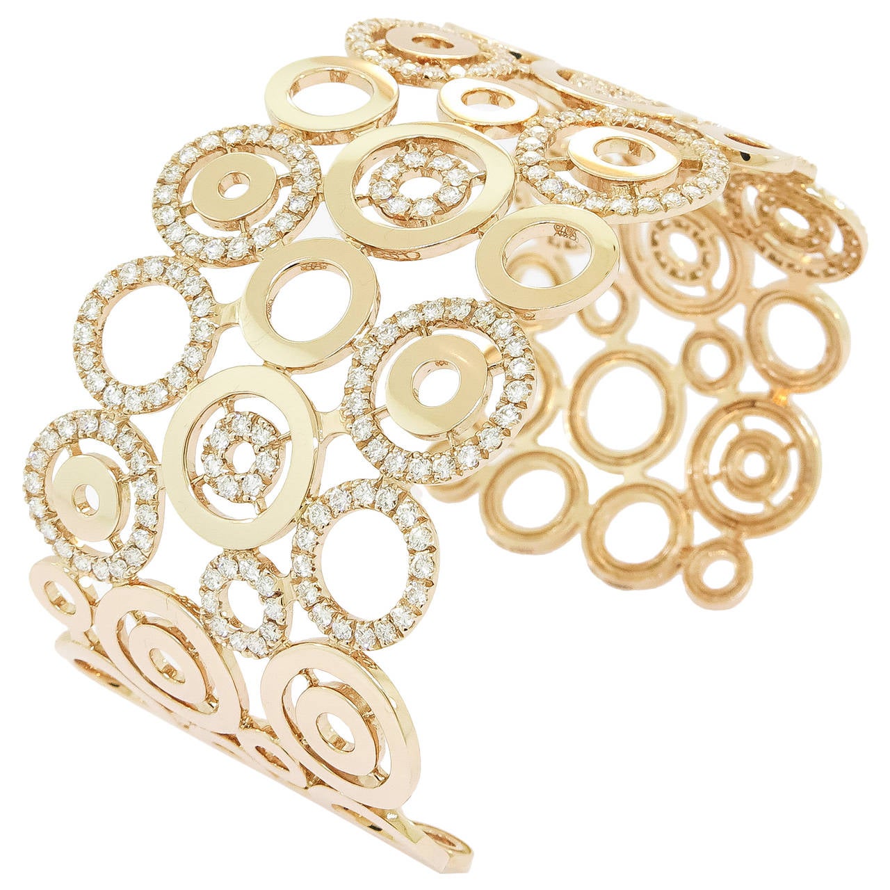 Diamond Circles Rose Gold Cuff Bracelet