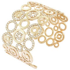 Diamond Gold Circle Cuff Bracelet 10