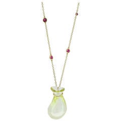 Tiffany & Co. Elsa Peretti Citrine Ruby Gold Jug Pendant Necklace