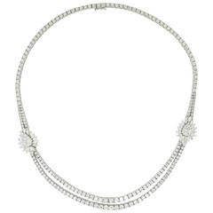 Double Row Diamond Gold Necklace