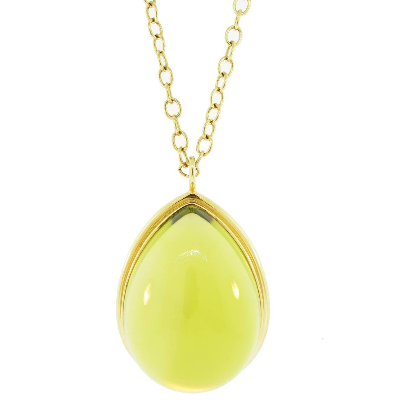 This showstopper of a necklace by Tiffany and Co. was designed by Paloma Picasso.  It features a large Peridot Cabochon pendant that measures 2.5