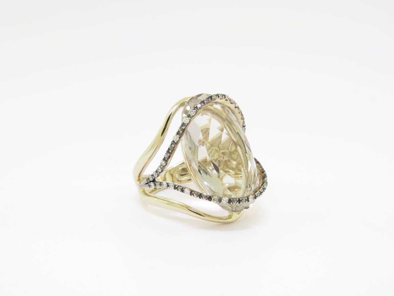 Brumani Smoky Quartz Diamond Gold Nude Casual Ring