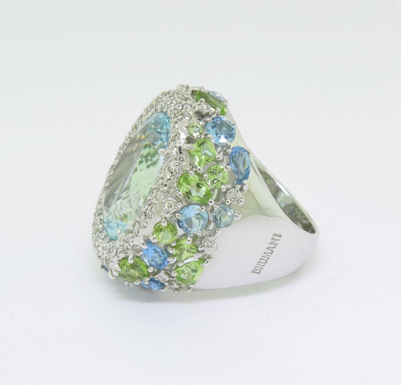 Brumani Aquamarine, Diamonds and Peridot Ring