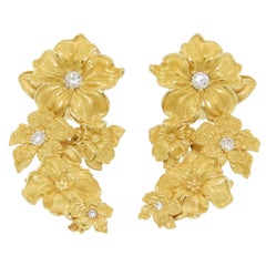 Carrera y Carrera Diamond Gold Emperatriz Maxi Flower Earrings