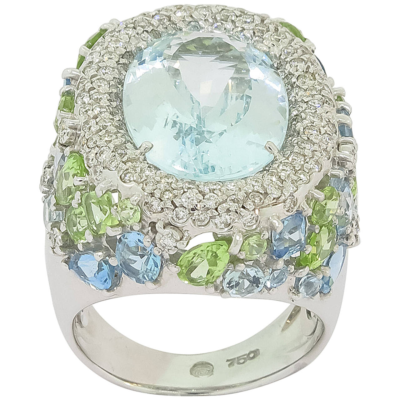 Brumani Aquamarine, Diamonds and Peridot Ring at 1stDibs aquamarine