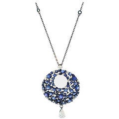Mariani Sapphire Diamond Gold Eclipse Pendant 2