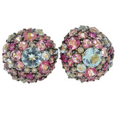 Boucles d'oreilles Brumani en or, topaze, rubis et diamants