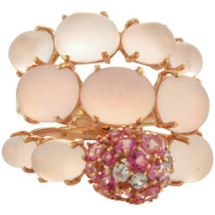 Brumani Triple Row Rose Quartz Gold Ring