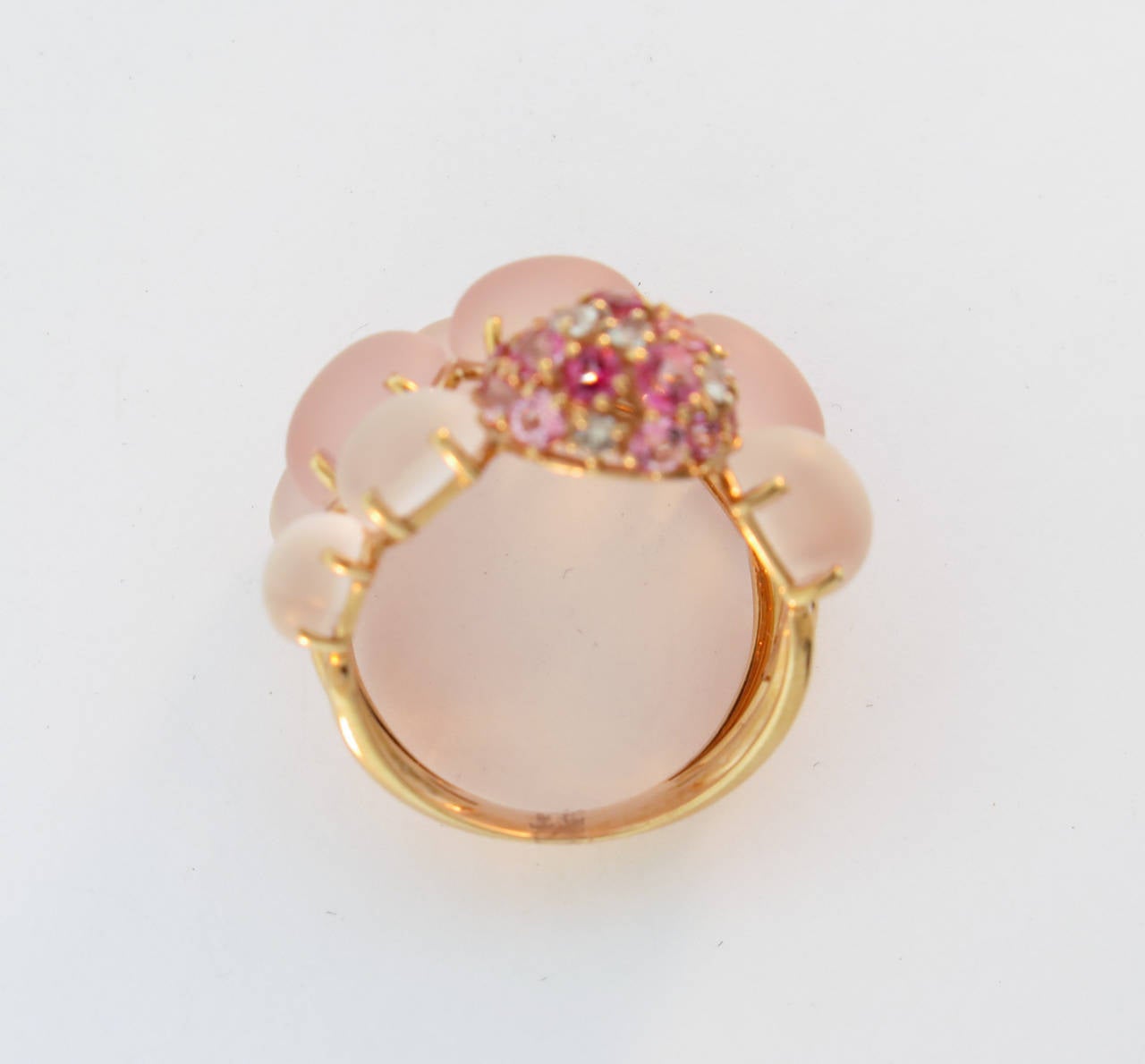 Brumani Triple Row Rose Quartz Gold Ring In New Condition In Greenwich, CT