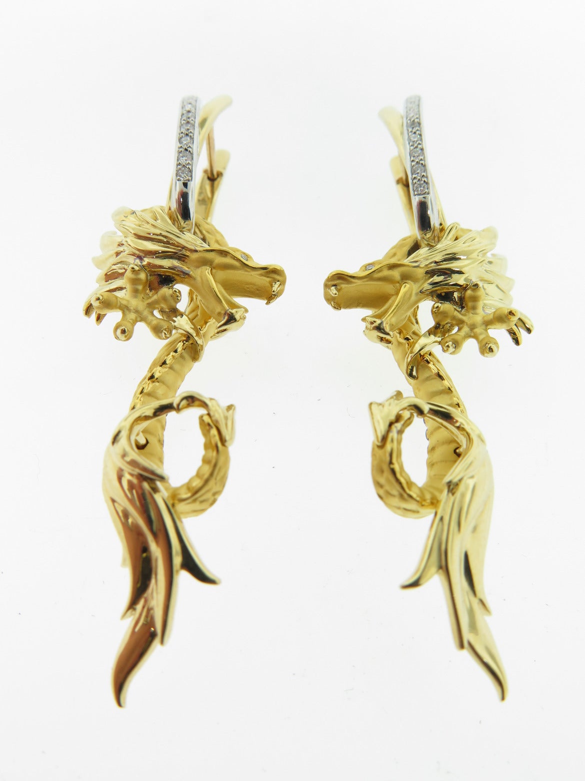 Women's Carrera & Carrera Diamond Gold Dragon Earrings