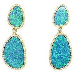 Rina Limor Double Opal Gold Earrings