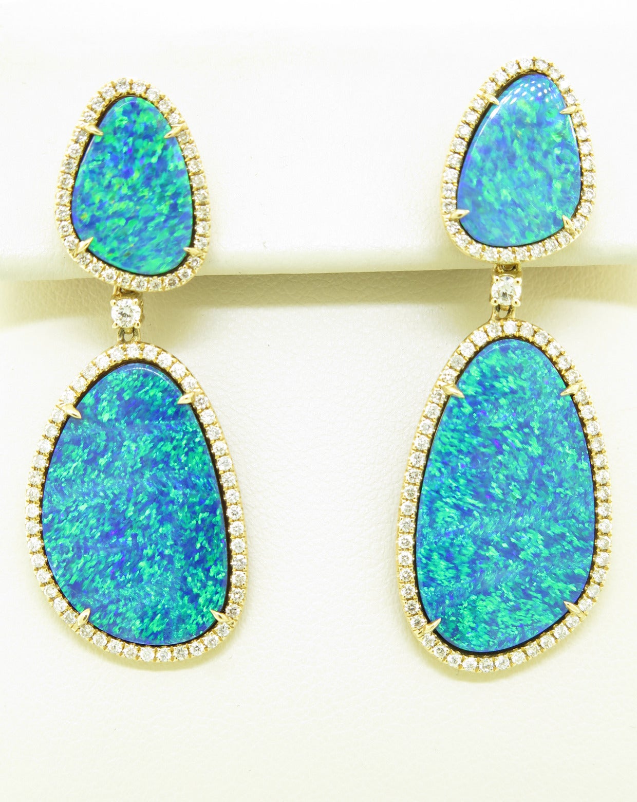 Rina Limor Double Opal Gold Earrings