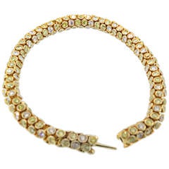 Gold Snake Yellow and White Diamonds Bracelet